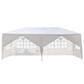 HAOYYE 3 x 6m Outdoor Waterproof Canopy Tent with 6 Sidewalls and 2 Zippered Doors Spiral Tube Frame Heavy Duty PE Fabric Event Shelter for Backyard Patio Garden Wedding White